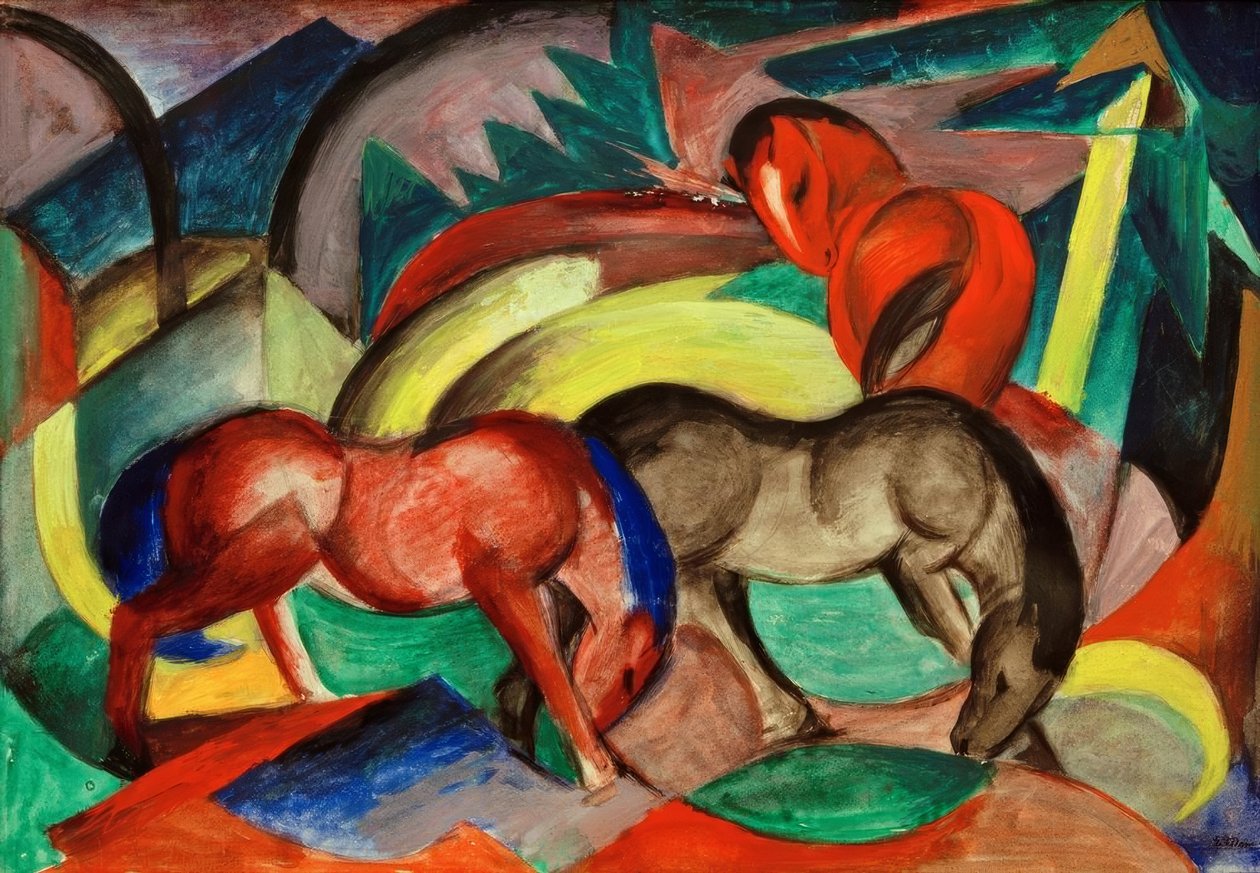 Trzy konie autorstwa Franz Marc