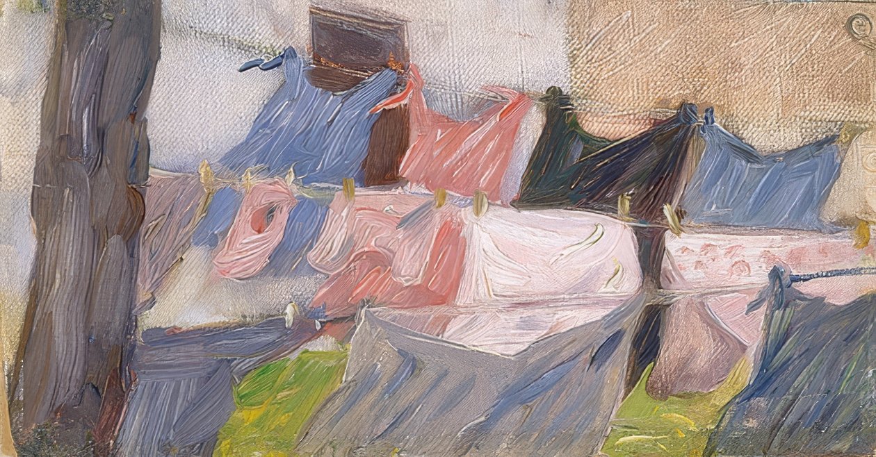 Pranie trzepocze na wietrze autorstwa Franz Marc