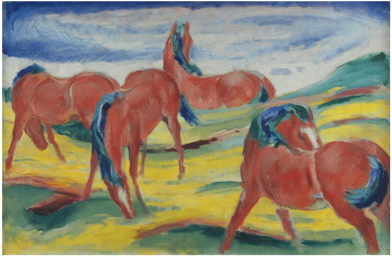 Konie pasące się III, 1910 autorstwa Franz Marc