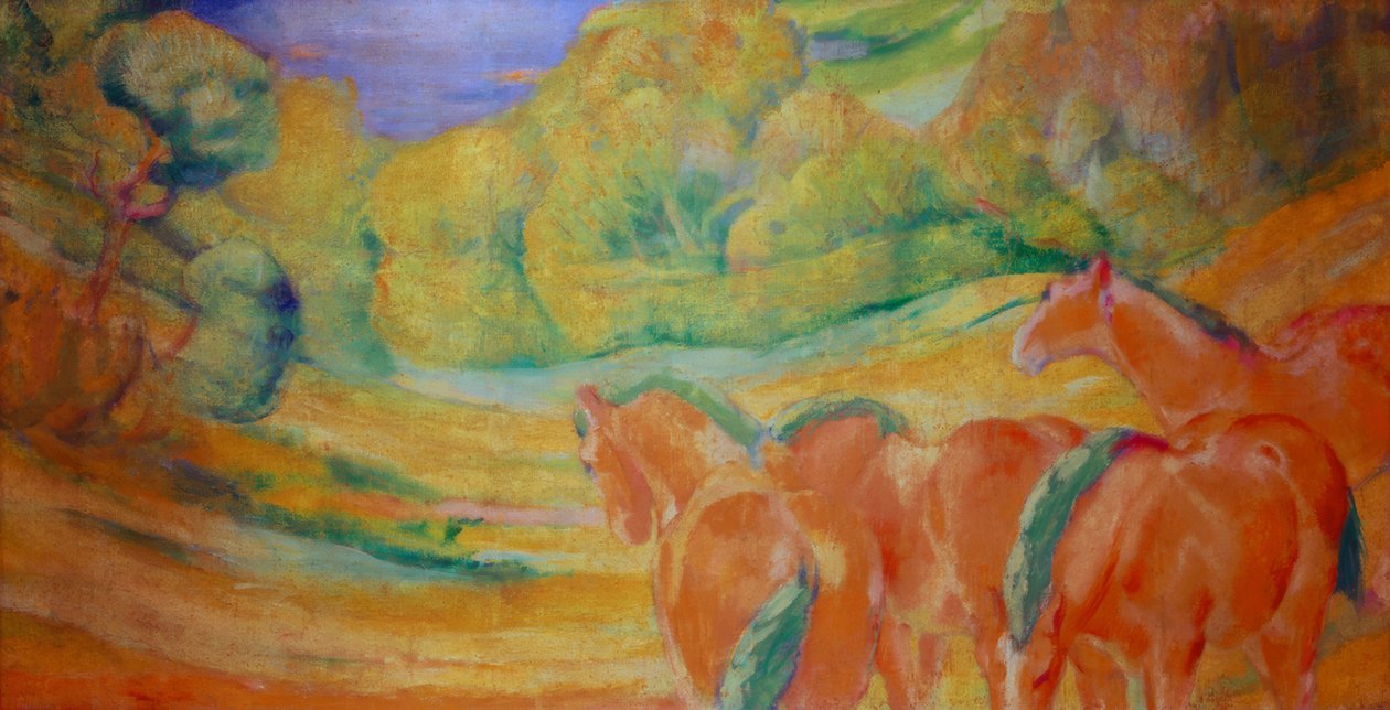 Wielki Krajobraz I (Krajobraz z czerwonymi końmi) autorstwa Franz Marc