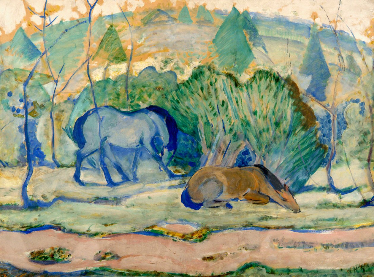 Konie na pastwisku Konie w krajobrazie autorstwa Franz Marc