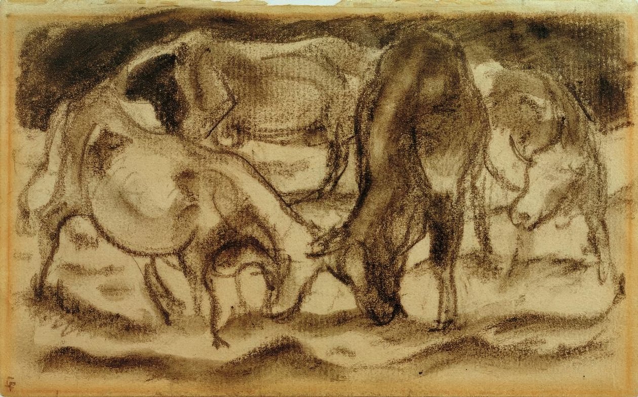 Walka z krowami autorstwa Franz Marc
