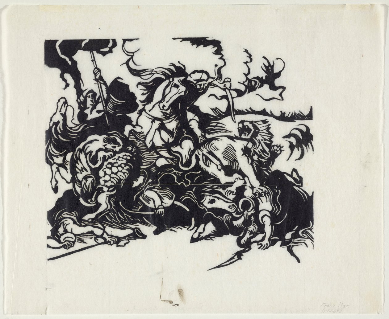 Polowanie na lwy po Delacroix autorstwa Franz Marc