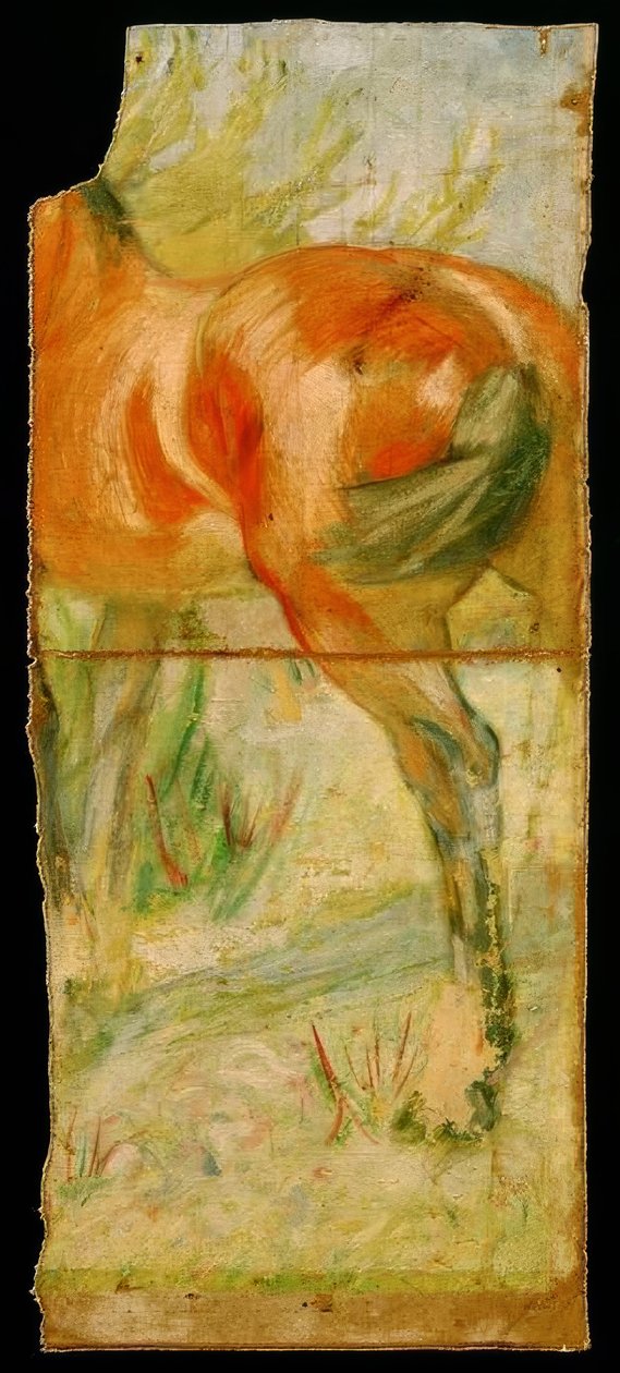 Koń przed dużym krzakiem autorstwa Franz Marc