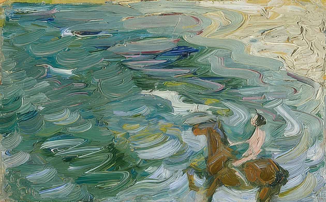 Jeździec konny na plaży autorstwa Franz Marc