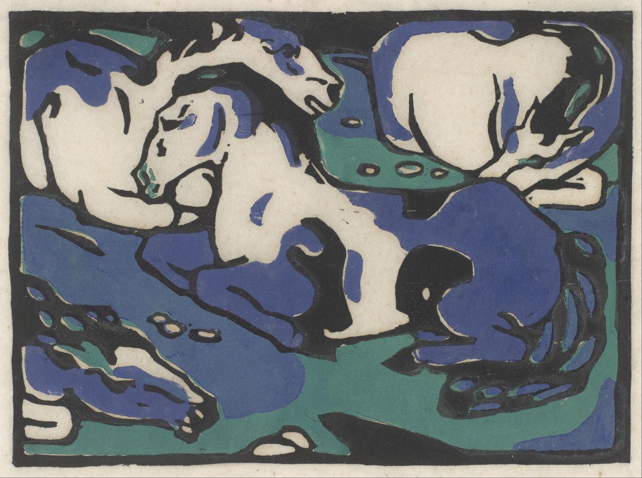 Odpoczywające konie autorstwa Franz Marc