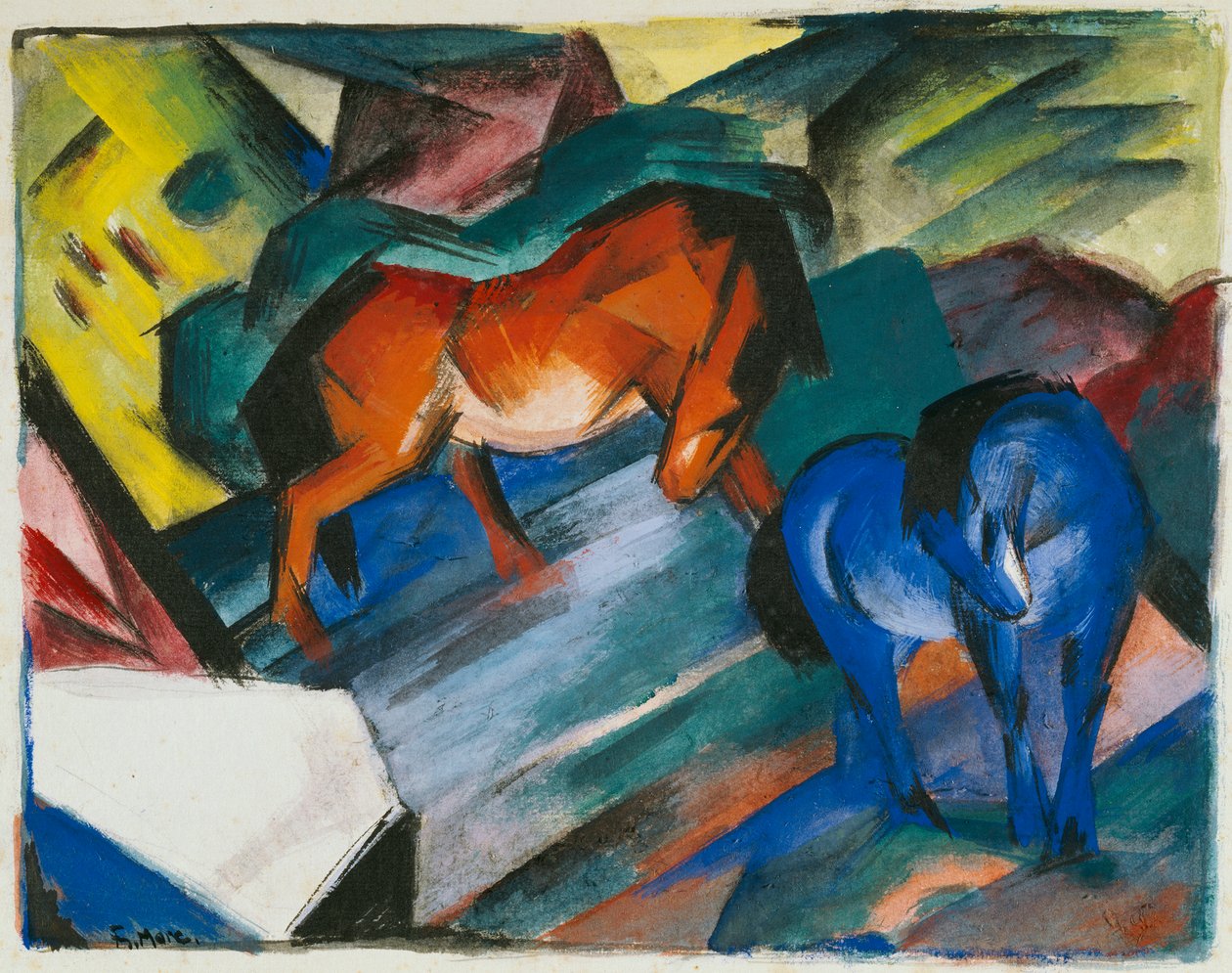 Czerwony i niebieski koń autorstwa Franz Marc
