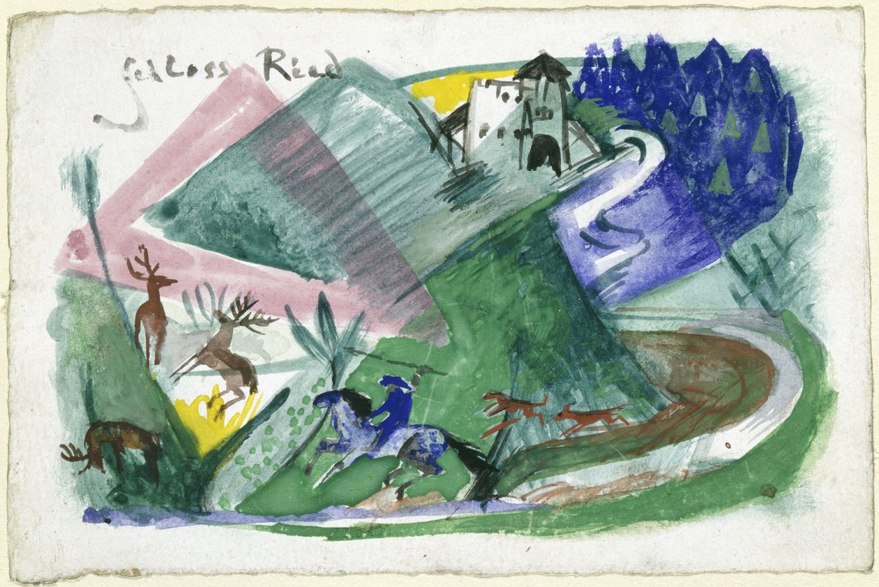 Zamek Ried (pocztówka do Else Lasker-Schüler) autorstwa Franz Marc