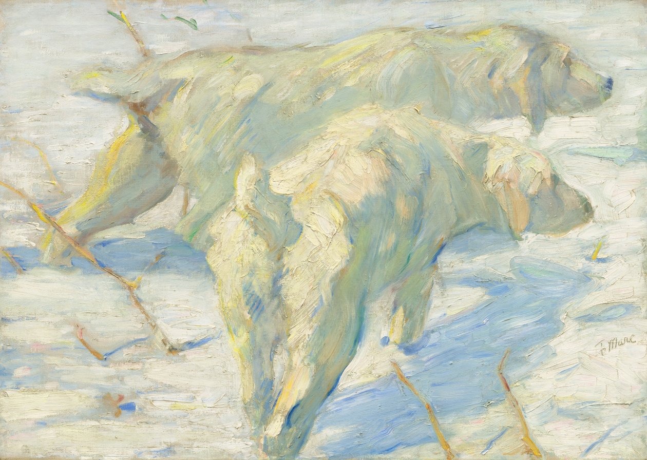 Psy syberyjskie w śniegu, 19091910. autorstwa Franz Marc
