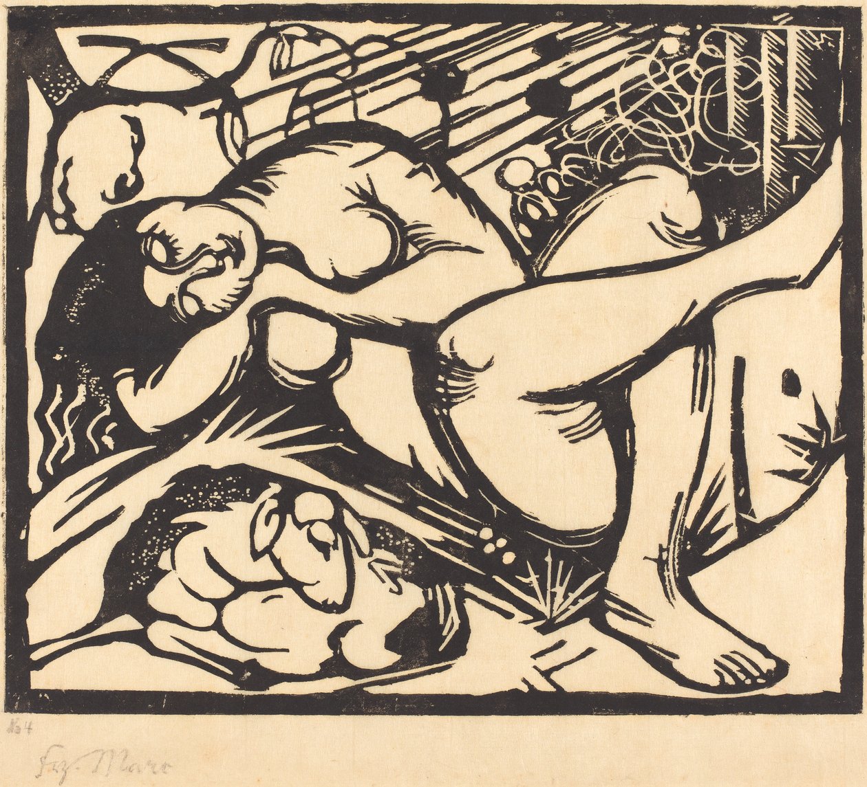 Śpiąca pasterka (Schlafende Hirtin), 1912 autorstwa Franz Marc