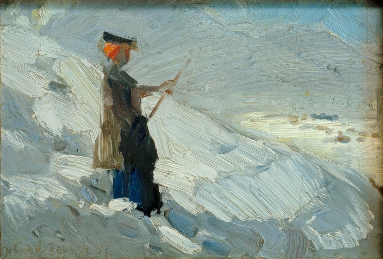 Stojąca kobieta w zimowym krajobrazie autorstwa Franz Marc