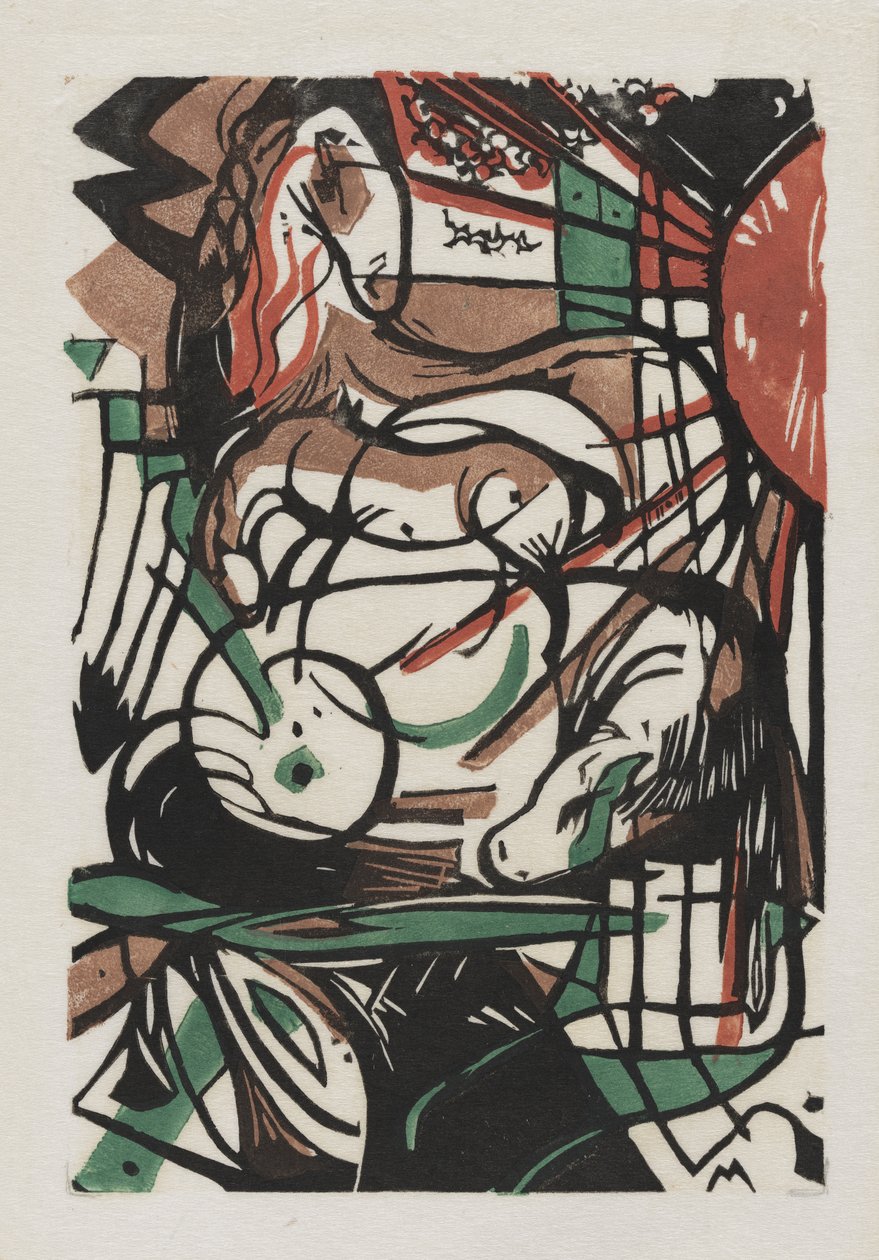 Narodziny koni, 1913 (drzeworyt na papierze japońskim) autorstwa Franz Marc