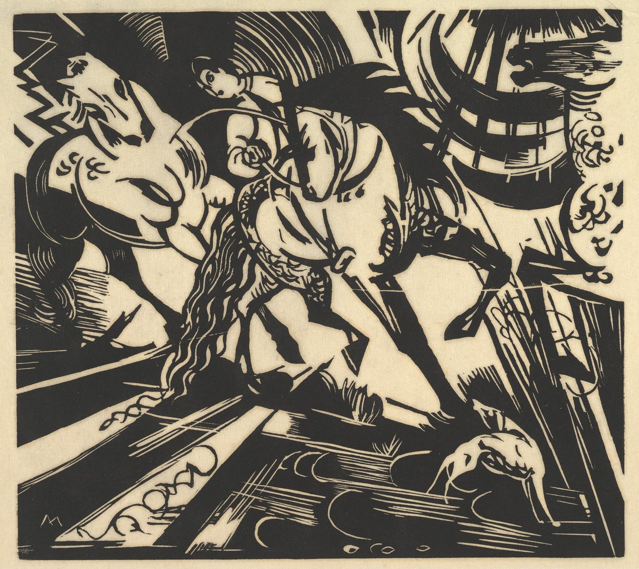 Szkoła jazdy konnej autorstwa Franz Marc