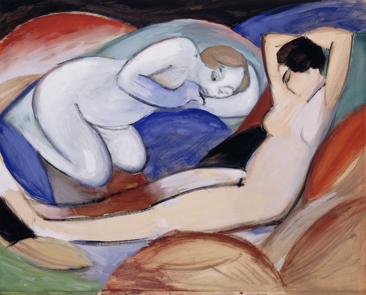 Dwa leżące akty; Dwa leżące akty, 1912 autorstwa Franz Marc