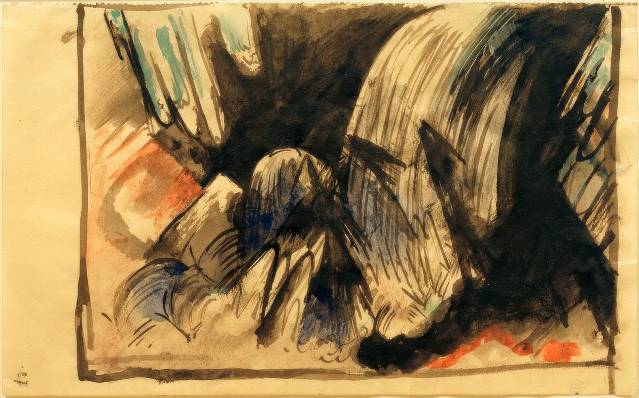 Wodospad w górach autorstwa Franz Marc