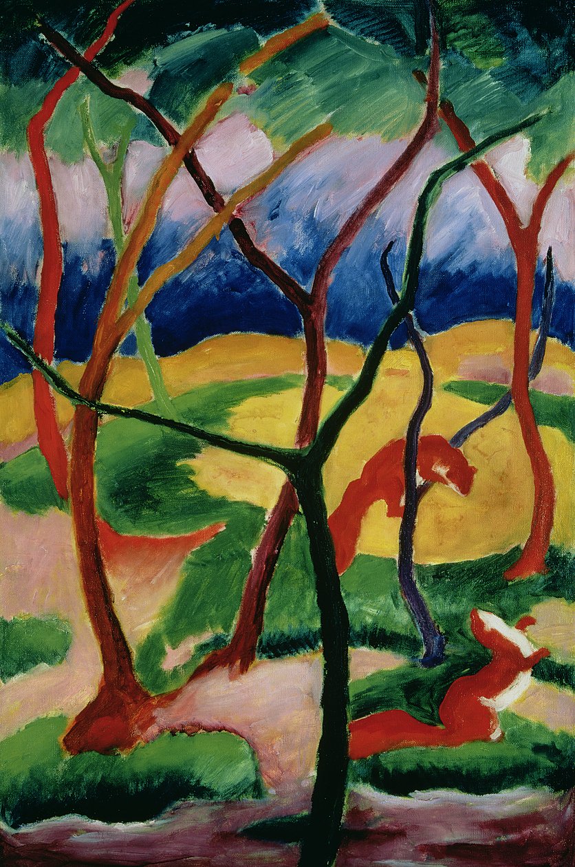 Bawiące się łasice, 1911 autorstwa Franz Marc
