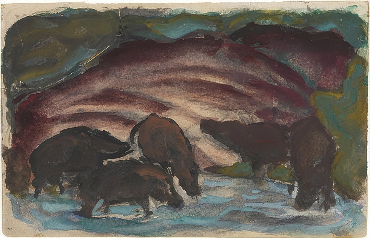 Dziki nad wodą. 1910-11 autorstwa Franz Marc