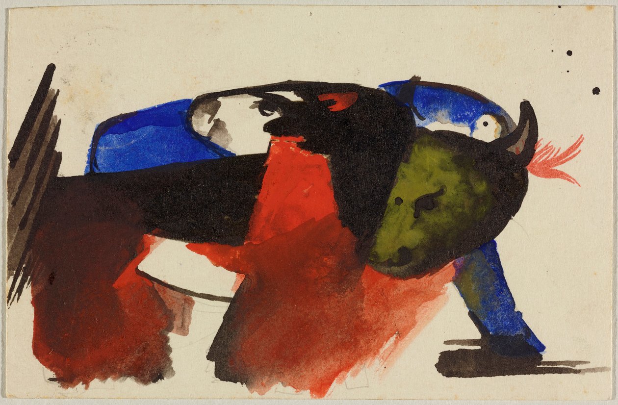 Zwei Tiere, Postkarte aus Sindelsdorf an Wassily Kandinsky in München autorstwa Franz Marc