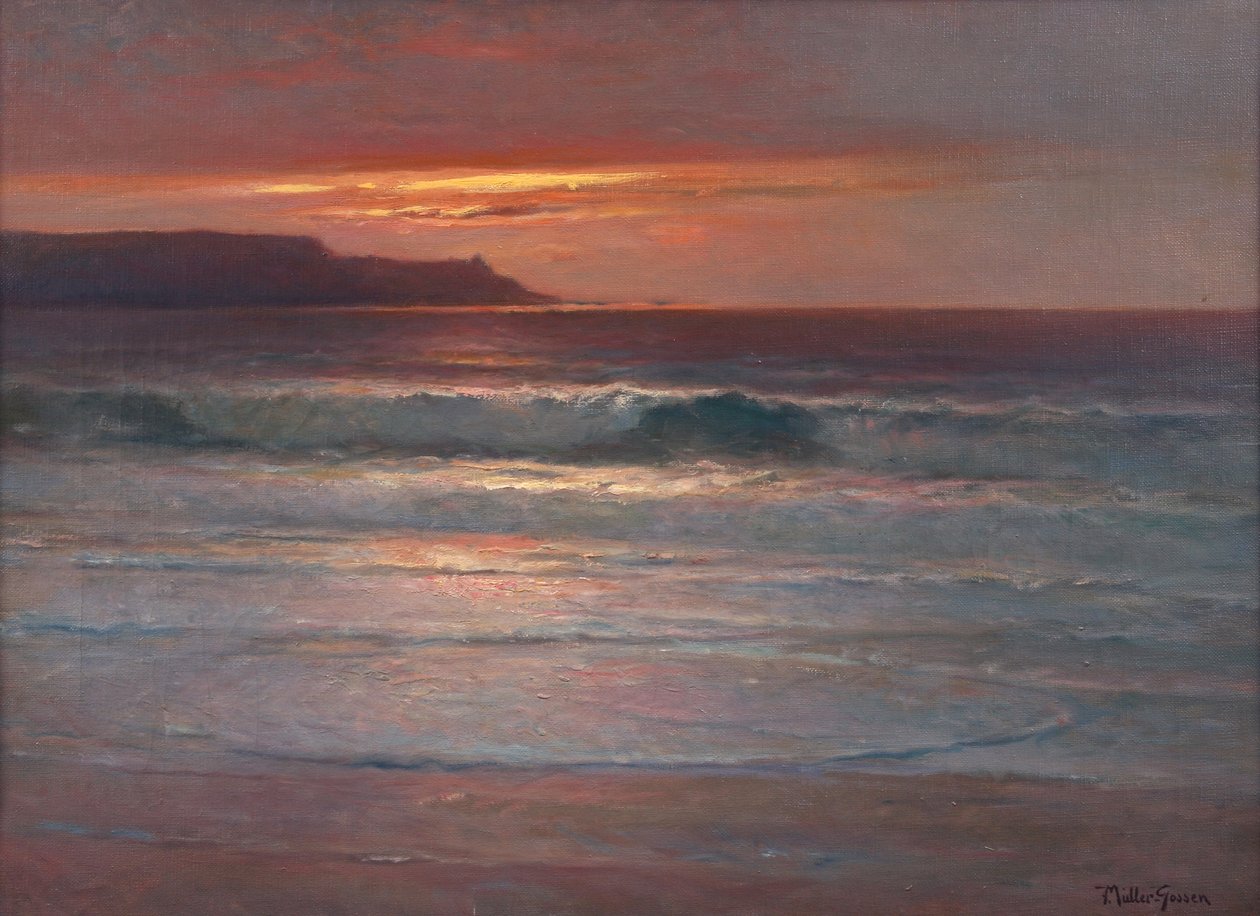 Ostatnie letnie promienie na falach, ok. 1890-1900 (olej na płótnie) autorstwa Franz Muller Gossen