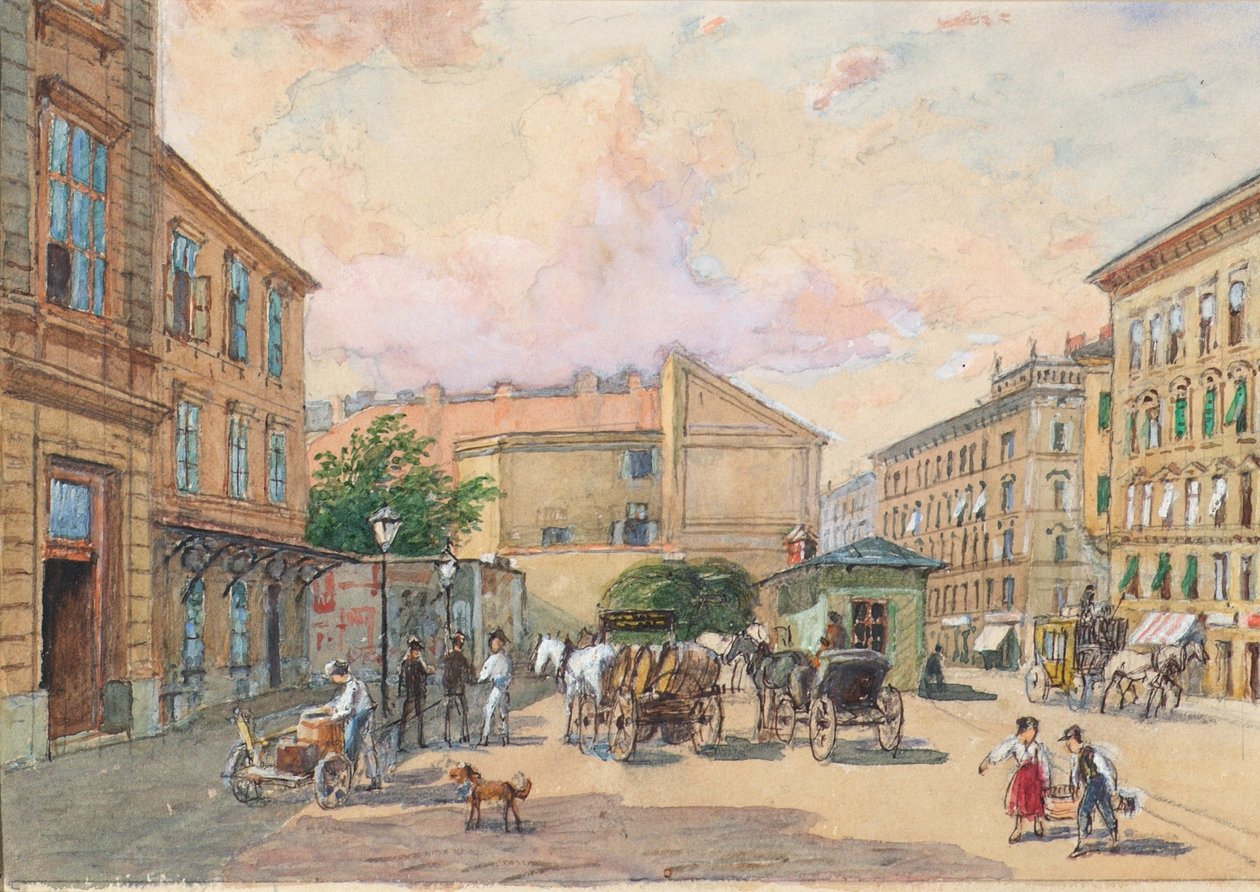 Linia Burggassen w Wiedniu (róg Kaiserstraße i Burggasse) autorstwa Franz Reinhold