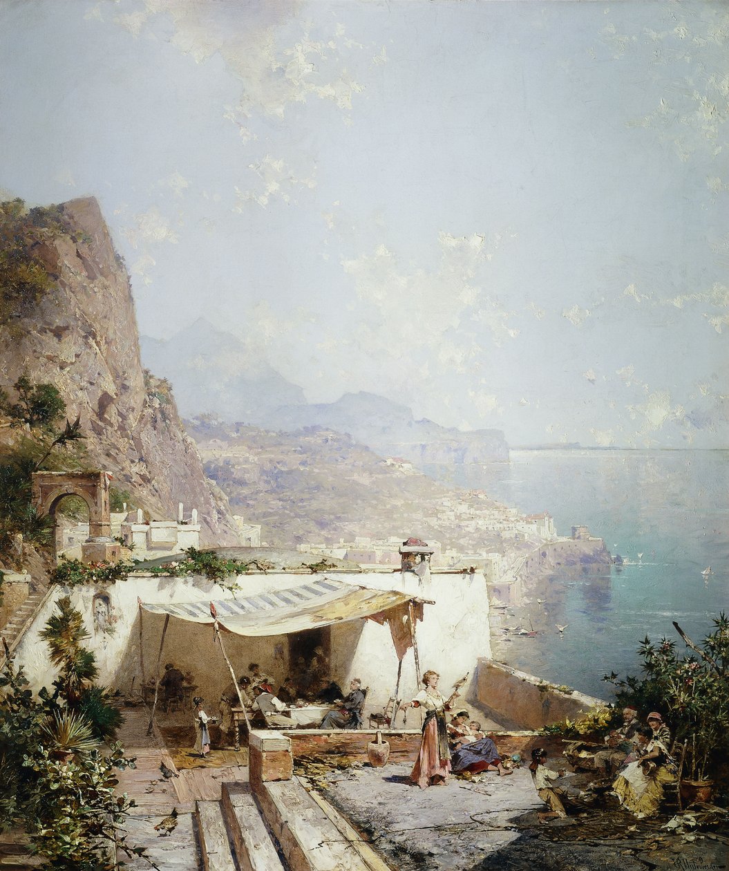 Amalfi - Zatoka Salerno; Amalfi - Zatoka Salerne, autorstwa Franz Richard Unterberger