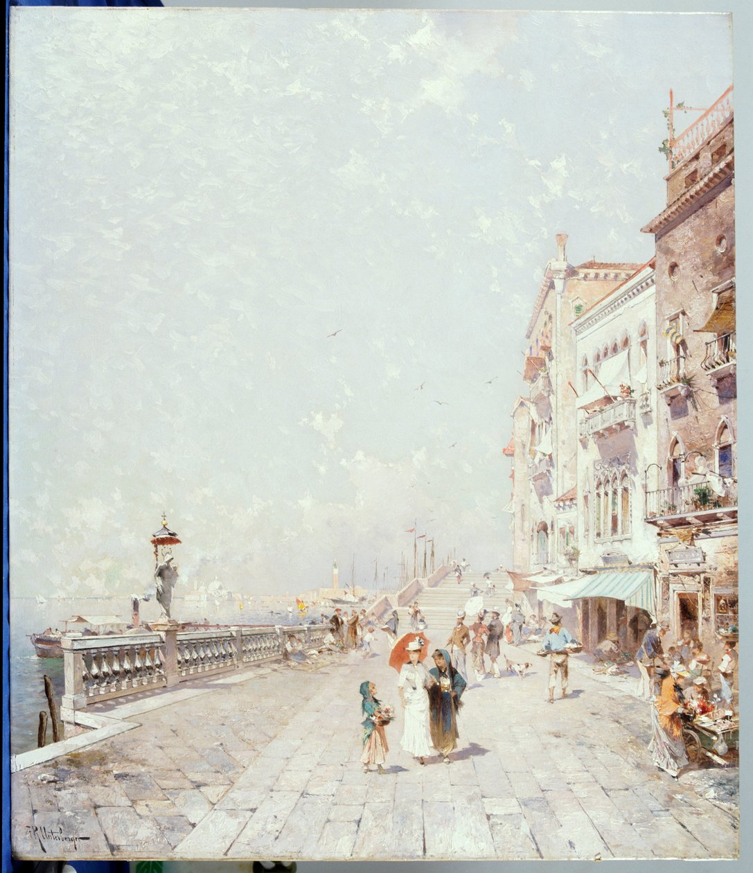 Molo, Wenecja, patrząc na zachód z postaciami Promenada autorstwa Franz Richard Unterberger