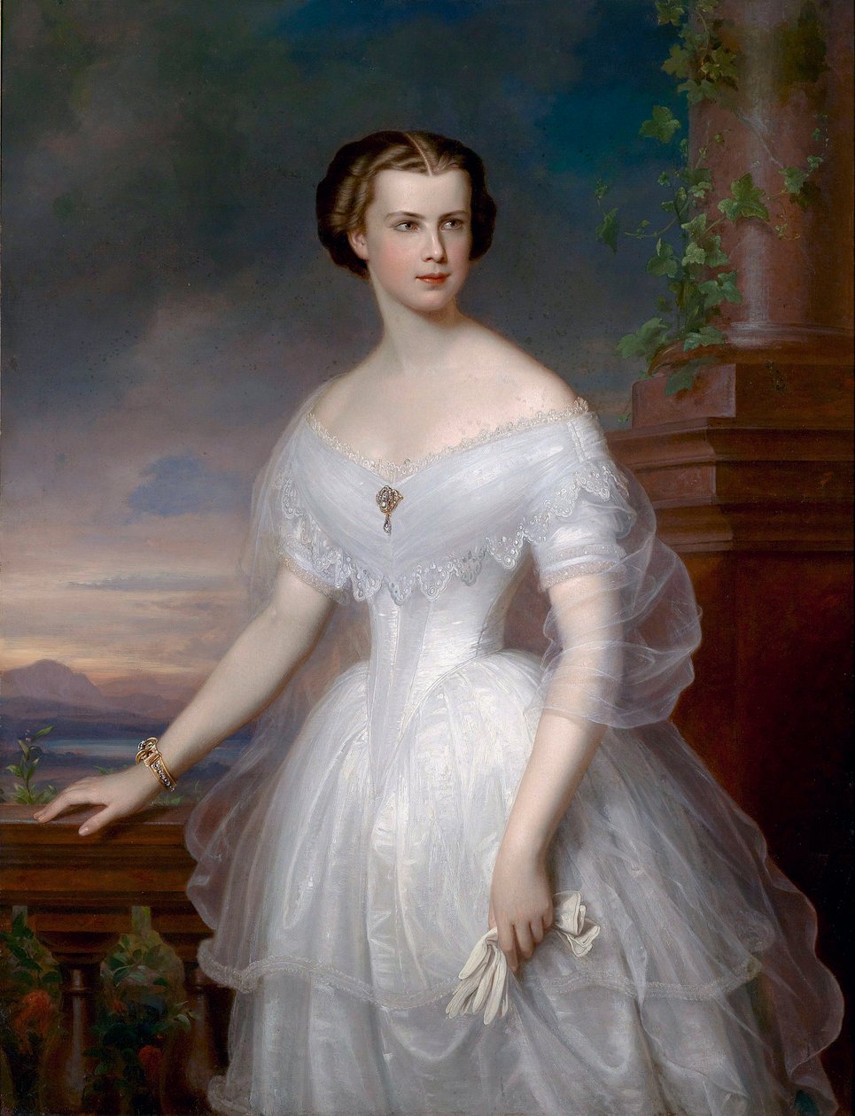 """"Portret Elżbiety z Wittelsbach (1837-1898) (sissi lub sisi), cesarzowej Austrii (1854-1898) i królowej Węgier (1867-1898)"" Obraz Franza Schrotzberga (1811-1889) ok. 1853 Prywatna kolekcja autorstwa Franz Schrotzberg