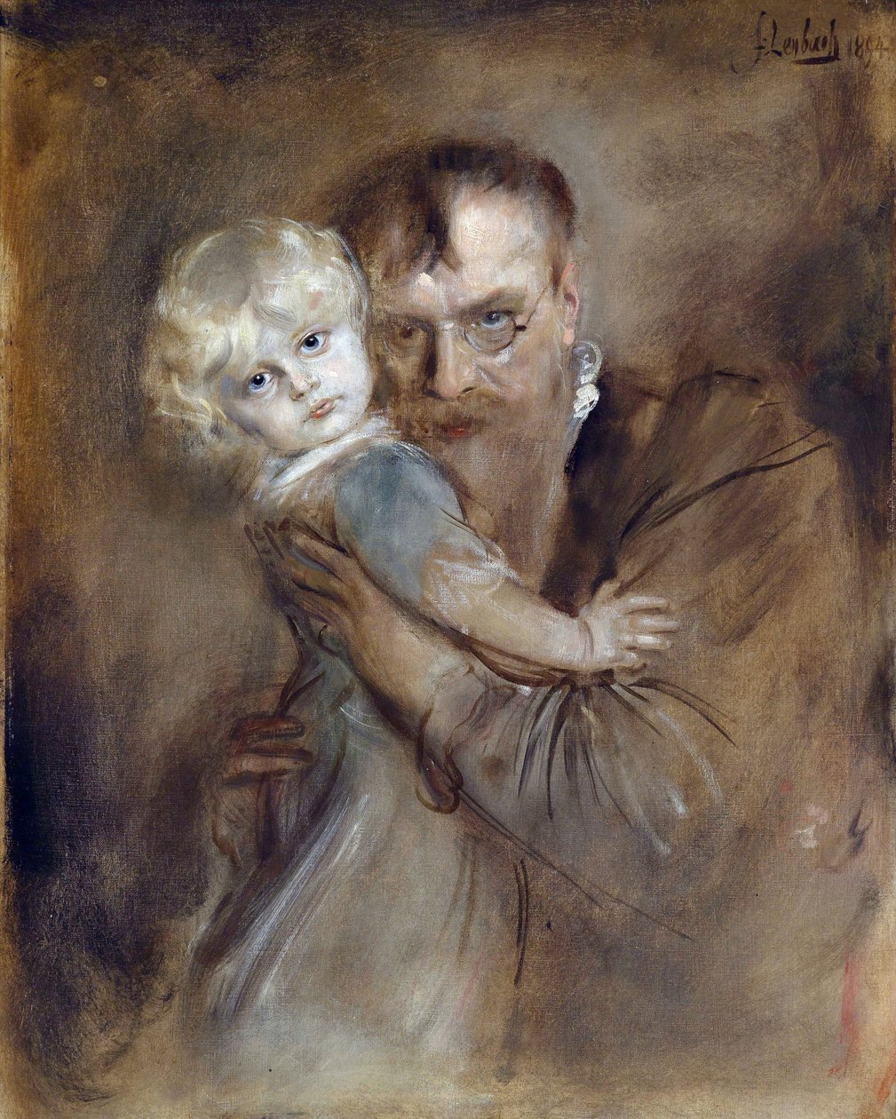 Autoportret z córką Marion - Lenbach, Franz, von (1836-1904) - 1894 - Olej na płótnie - 81,5x65,5 - Kolekcja prywatna autorstwa Franz Seraph von Lenbach