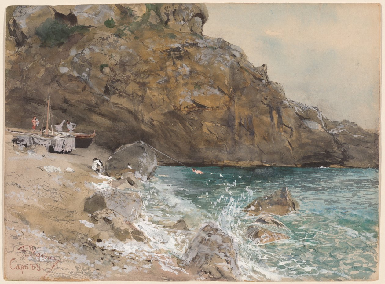 Plaża w Marina Piccola, Capri autorstwa Franz Skarbina