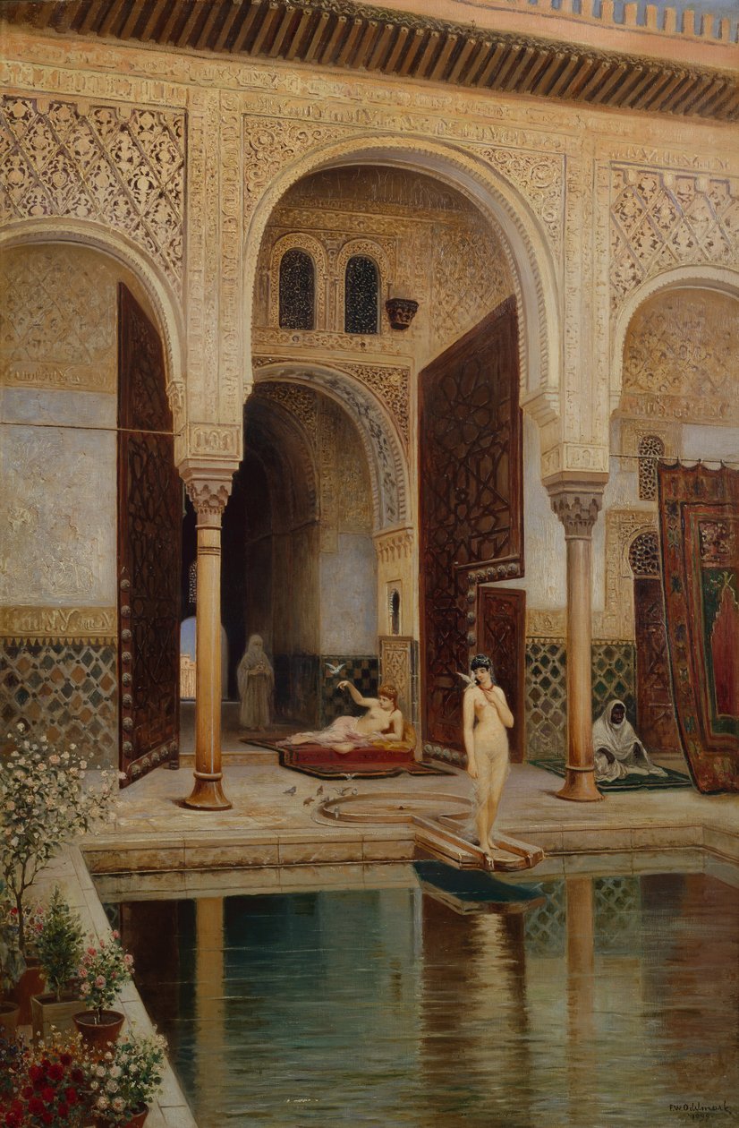 Patio pałacu Alhambra w Grenadzie autorstwa Franz Wilhelm Odelmark