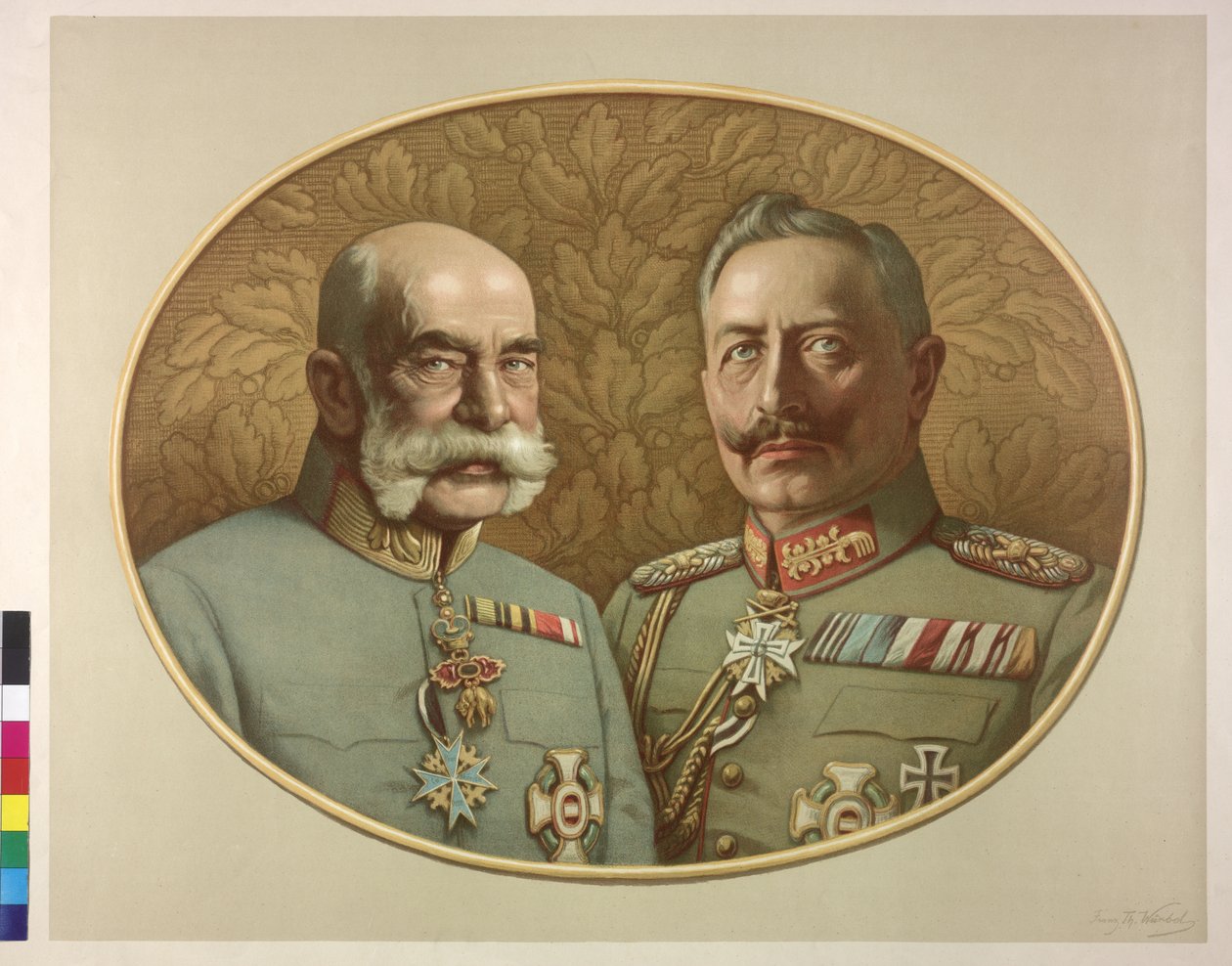 Cesarz Austrii i Wilhelm II Franciszek Józef I autorstwa Franz Wurbel