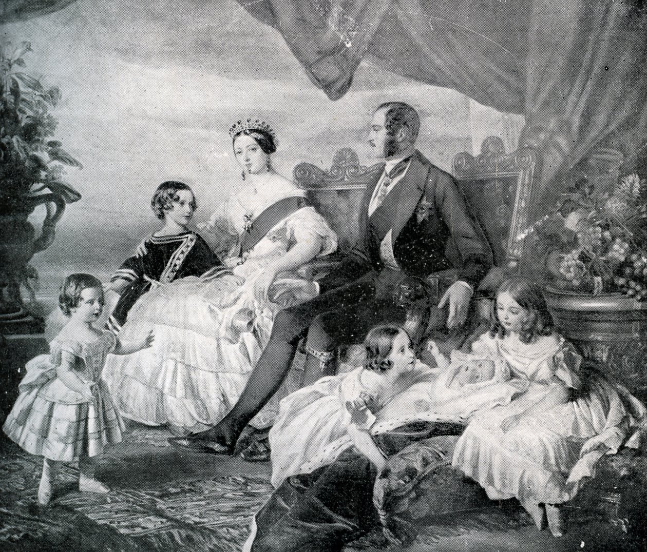 Królowa Wiktoria z księciem Albertem i ich dziećmi (druk) autorstwa Franz Xaver  Winterhalter (after)