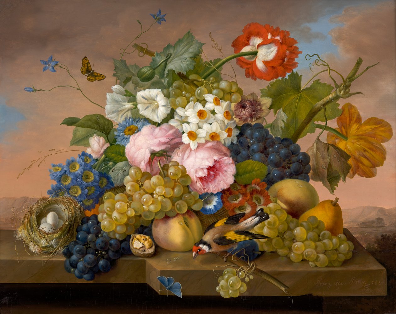kwiecista martwa natura autorstwa Franz Xaver Petter