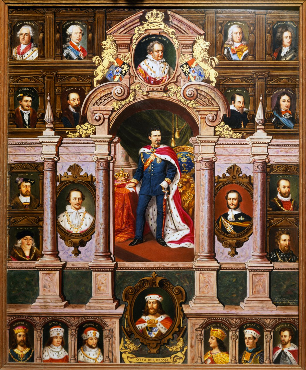 Tablica z portretami bawarskich królów z rodu Wittelsbachów, autorstwa Franza Xavera Thallmaiera autorstwa Franz Xaver Thallmaier