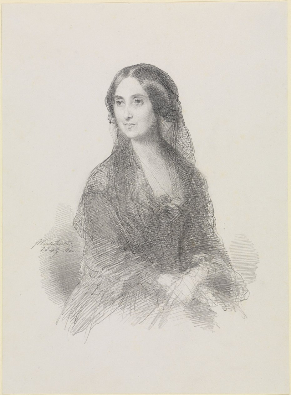 Portret kobiety w hiszpańskim stroju, siedzącej, półpostaciowy autorstwa Franz Xaver Winterhalter