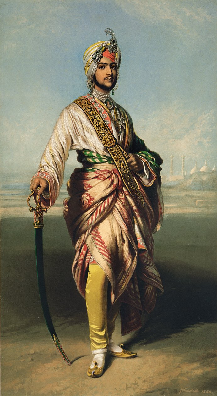 Duleep Singh, Maharajah of Lahore (1838-93), 1854 litografowany przez R.J. Pas (litografia) autorstwa Franz Xaver Winterhalter