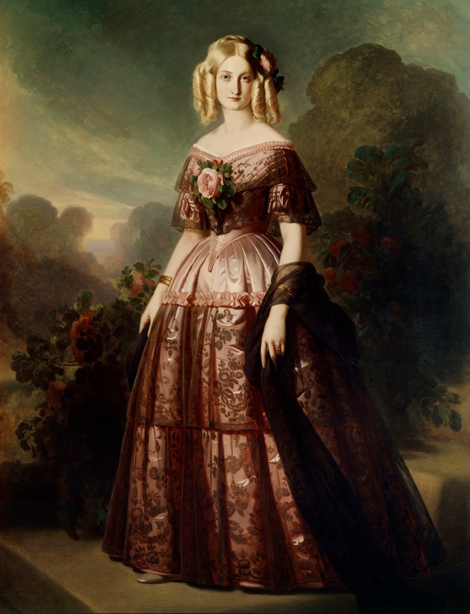 Pełnowymiarowy portret Marie Caroline Auguste de Bourbon Salerno, księżnej Aumale autorstwa Franz Xaver Winterhalter