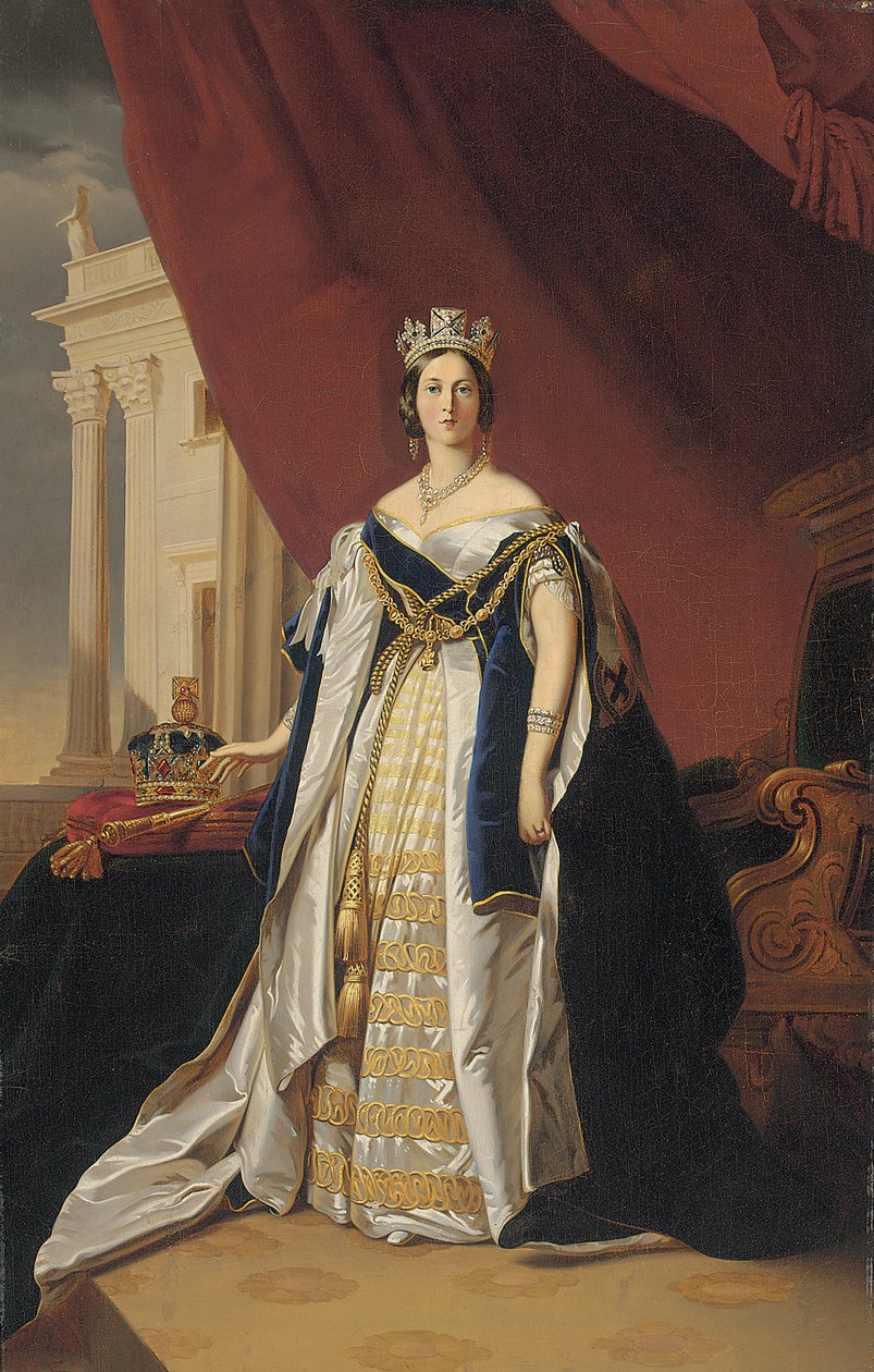 Portret królowej Wiktorii w szatach koronacyjnych autorstwa Franz Xaver Winterhalter
