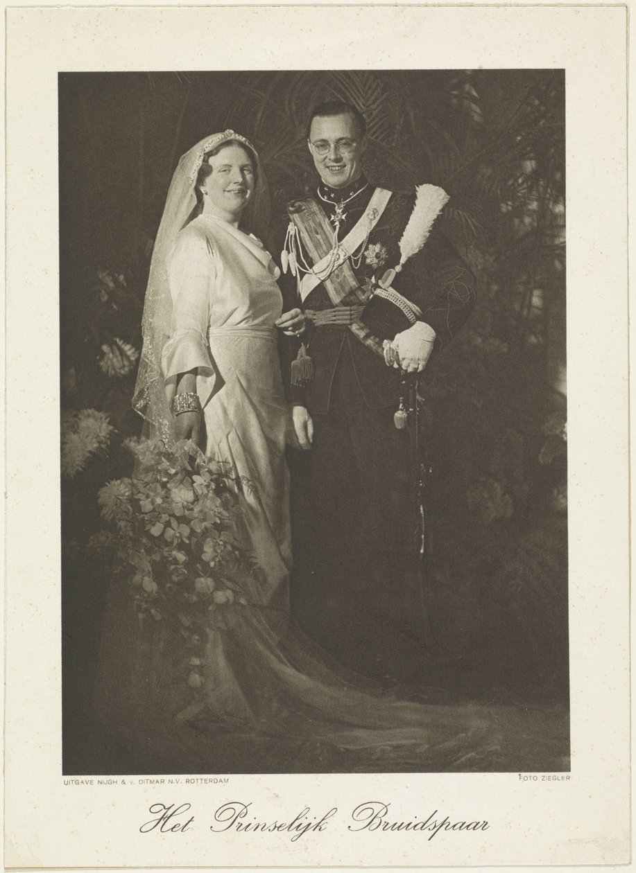 Portret Juliany, królowej Holandii i Bernharda van Lippe-Biesterfeld autorstwa Franz Ziegler