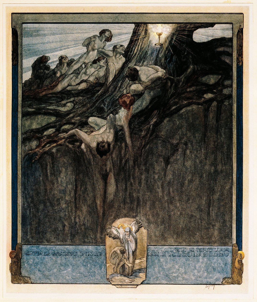 Austria, Wiedeń, Ilustracja Boskiej Komedii Dantego Alighieri (Niebo, Pieśń IV) autorstwa Franza von Bayrosa autorstwa Franz von (1866 1924) Bayros