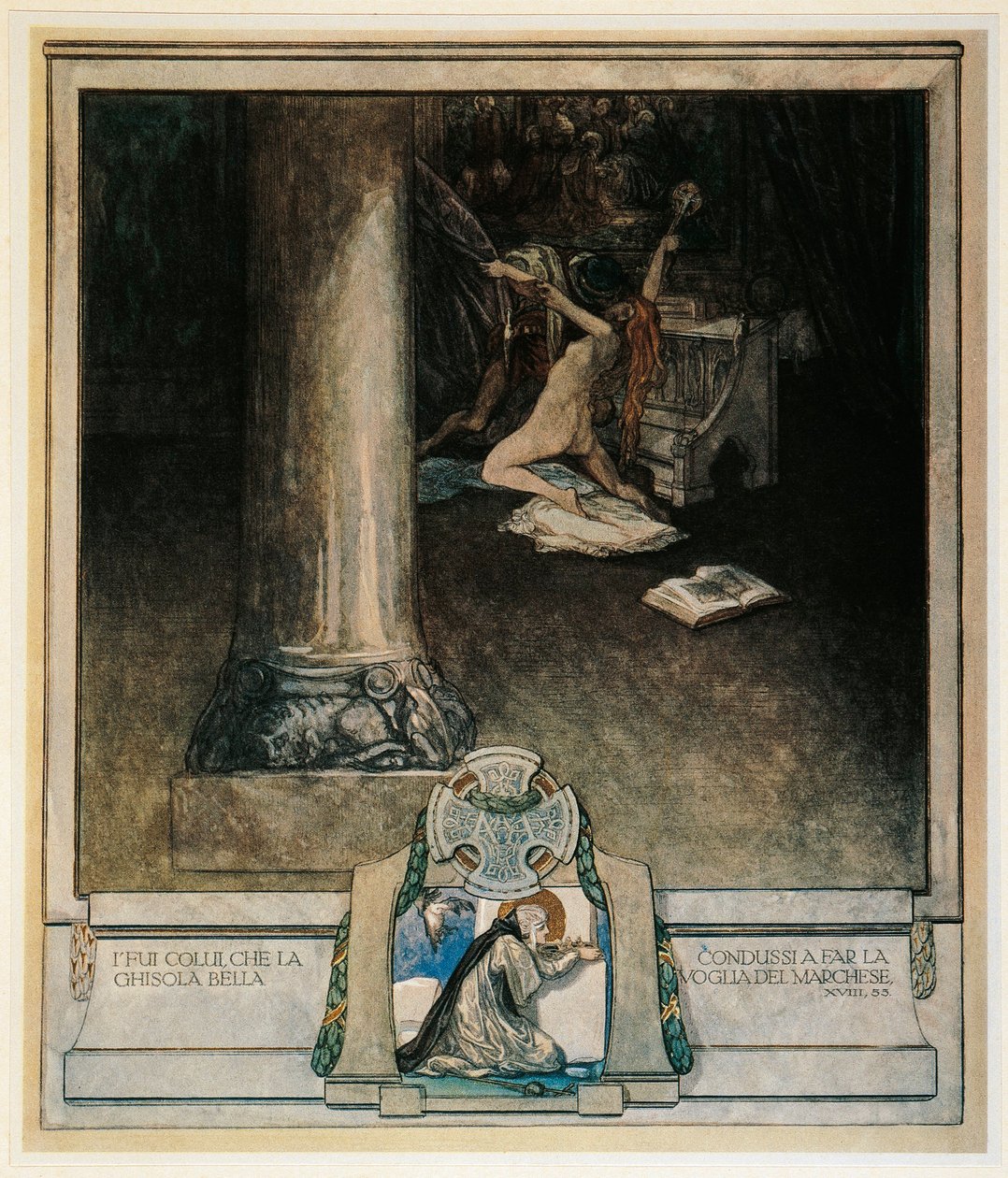 Austria, Wiedeń, Ilustracja Boskiej Komedii Dantego Alighieri (Piekło, Pieśń XVIII) autorstwa Franza von Bayrosa autorstwa Franz von (1866 1924) Bayros