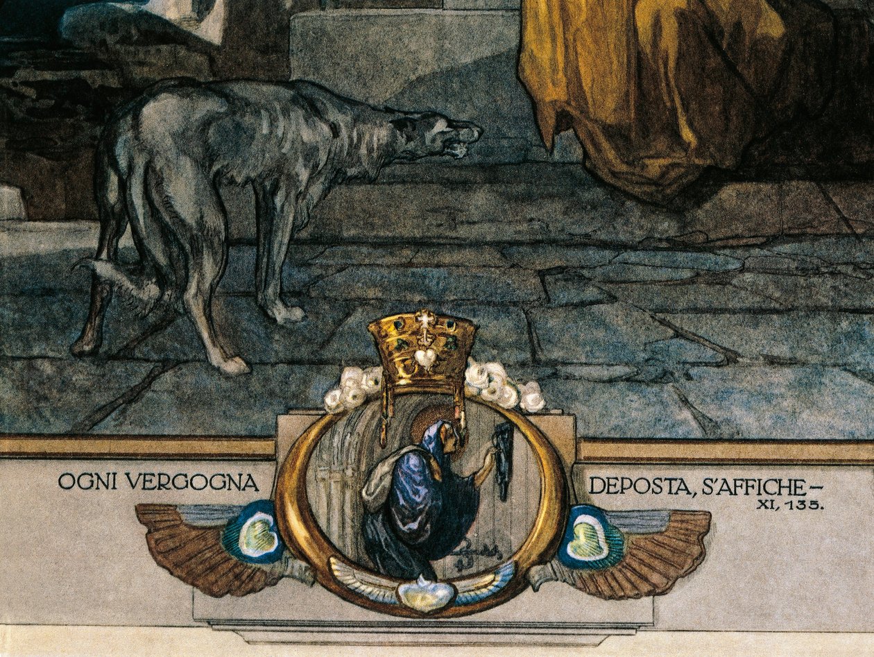 Austria, Wiedeń, Ilustracja Boskiej Komedii Dantego Alighieri (Czyściec, Pieśń XI) autorstwa Franza von Bayrosa, fragment autorstwa Franz von (1866 1924) Bayros