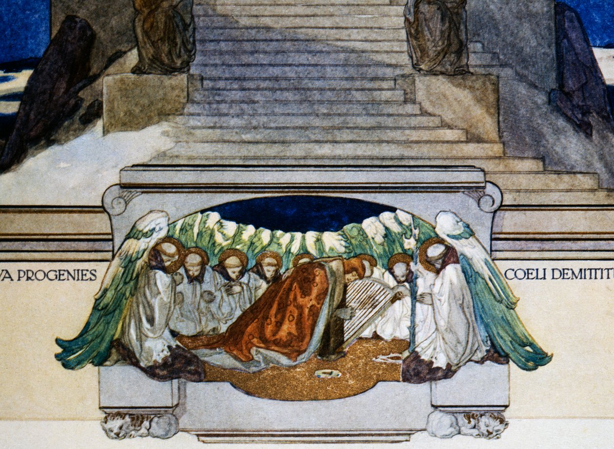 I nowe potomstwo zstępuje z nieba, Czyściec, kanto XXII, Boska Komedia Dantego Alighieri, ilustracja Franz von Bayros (1866-1924), Wiedeń autorstwa Franz von  Bayros