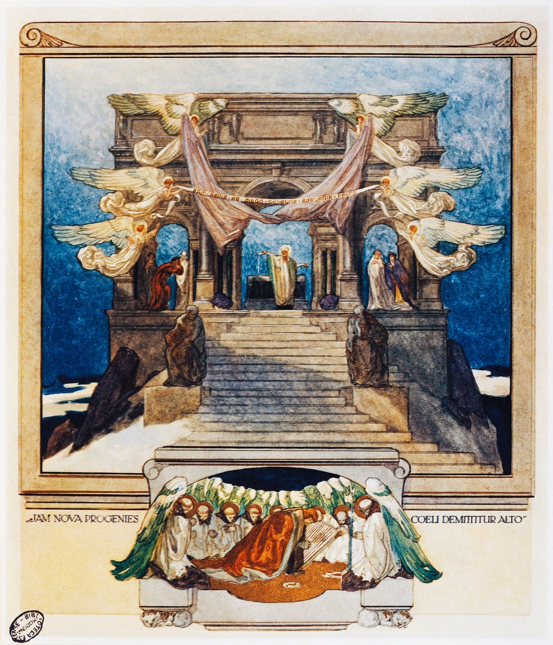 A nowe potomstwo zstępuje z nieba, werset 72, Purgatorio, Canto XXII, Boska komedia, Dante Alighieri (1265-1325), ilustracja Franza von Bayrosa (1866-1924), Wiedeń autorstwa Franz von  Bayros