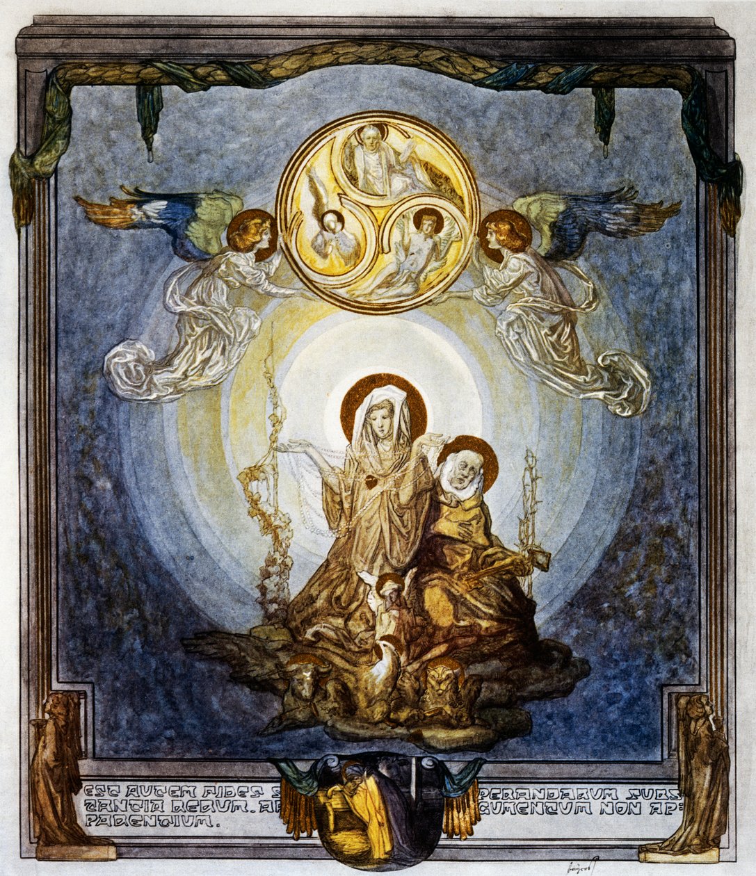 Wiara jest substancją rzeczy, na które mamy nadzieję, I dowodami tych, których nie widać, I to wydaje mi się jej ważność, kanto XXIV, Niebo, Boska Komedia Dantego Alighieri, ilustracja Franza von Bayrosa (1866-1924), Wiedeń autorstwa Franz von  Bayros