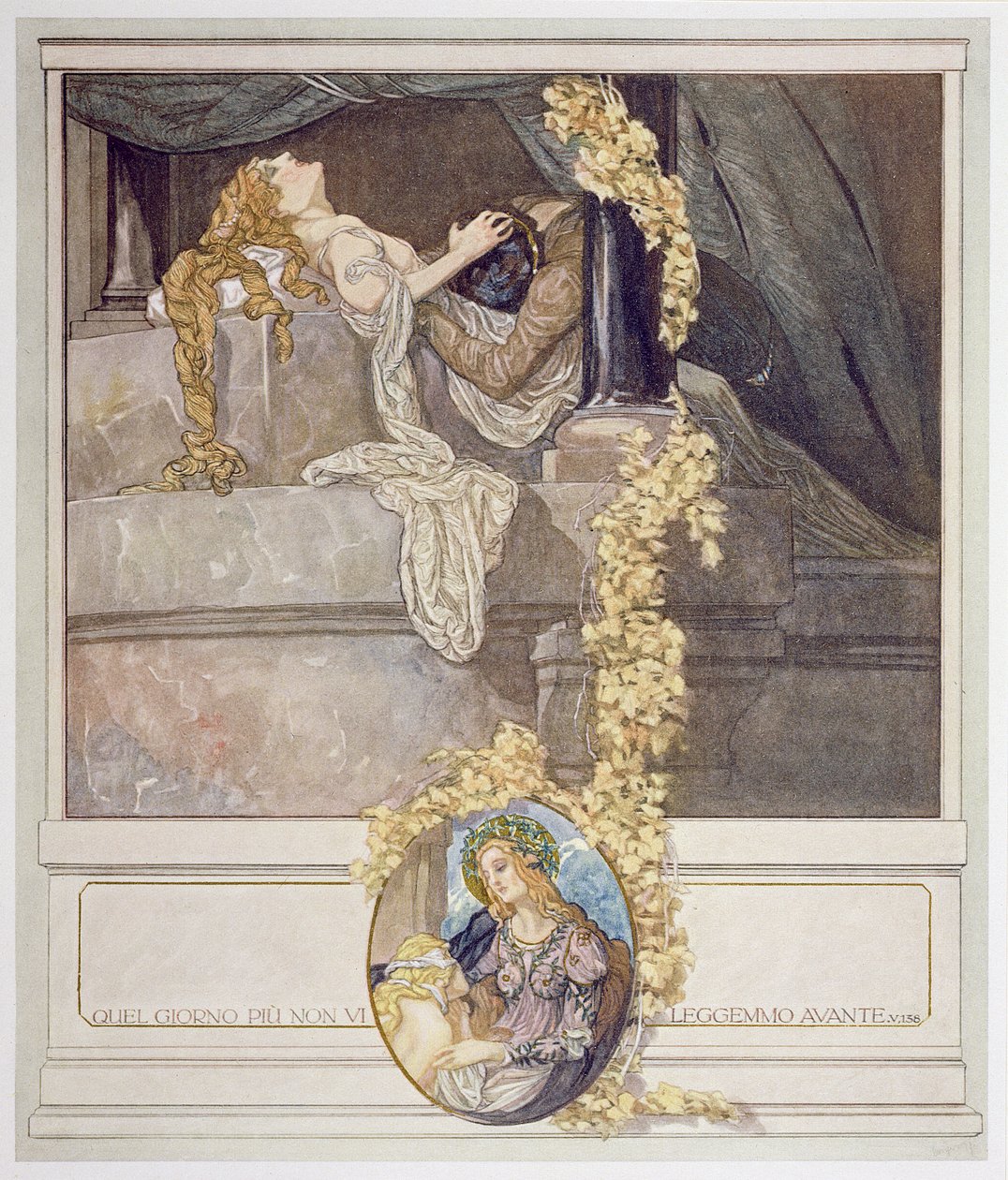 Ilustracja z „Boskiej komedii” Dantego, Inferno, Canto V autorstwa Franz von Bayros (1866 1924)