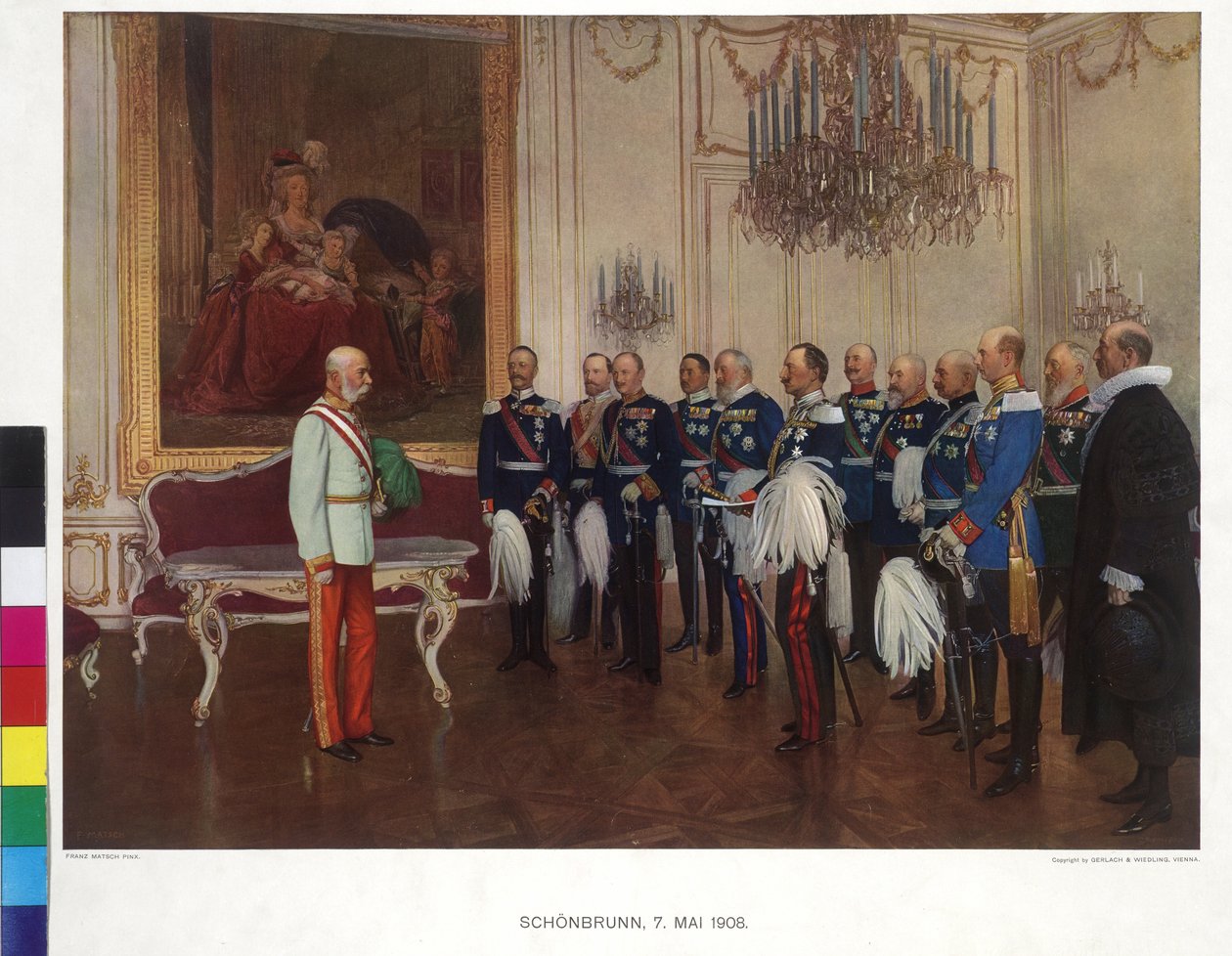 Wizyta niemieckiego księcia federacji 8 maja 1908 r. w zamku Schoenbrunn autorstwa Franz von (after) Capot