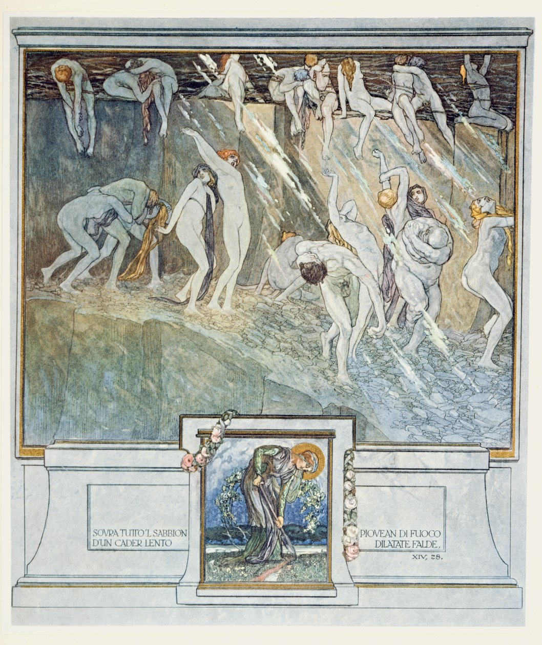Ilustracja z „Boskiej komedii” Dantego, Inferno, Canto XIV. 28, 1921 (wc na papierze) autorstwa Franz von Bayros
