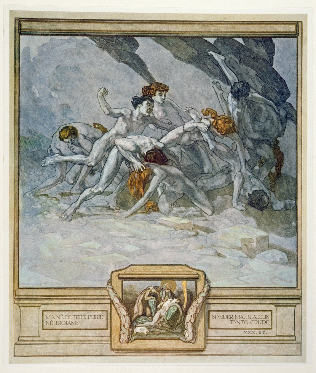 Ilustracja z „Boskiej komedii” Dantego, Inferno, Canto XXX: 22, 1921 autorstwa Franz von Bayros