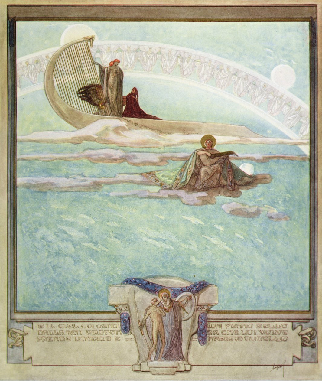 Ilustracja z Boskiej komedii Dantego, Paradiso, Canto II, 1921 (wc na papierze) autorstwa Franz von Bayros